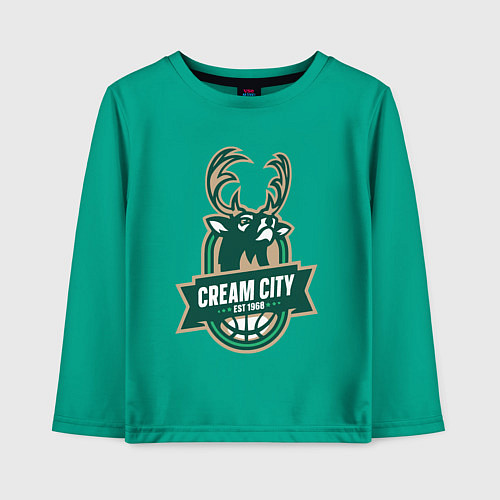 Детский лонгслив Milwaukee Bucks cream city / Зеленый – фото 1