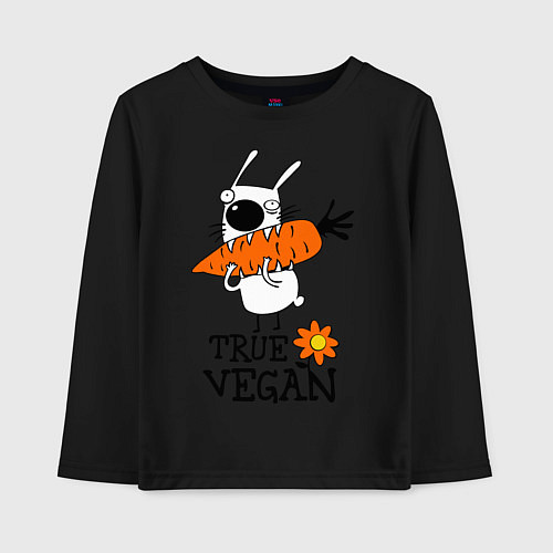 Детский лонгслив True vegan (истинный веган) / Черный – фото 1