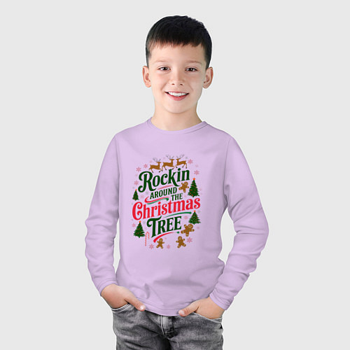 Детский лонгслив Новогодняя атмосфера rockin around the christmas t / Лаванда – фото 3