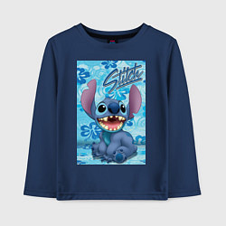 Лонгслив хлопковый детский Инопланетянин Стич, цвет: тёмно-синий