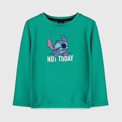 Лонгслив хлопковый детский Not today Stitch, цвет: зеленый