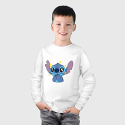 Лонгслив хлопковый детский Stitch stars, цвет: белый — фото 2
