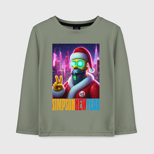 Детский лонгслив Simpson new year - fantasy / Авокадо – фото 1