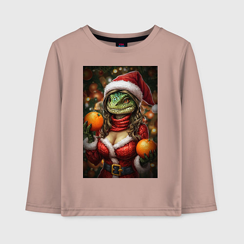 Детский лонгслив Змея с мандаринами / Пыльно-розовый – фото 1