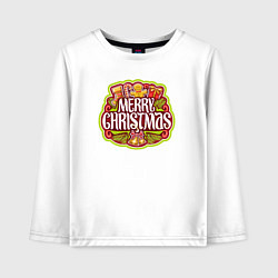 Лонгслив хлопковый детский Merry christmas, цвет: белый