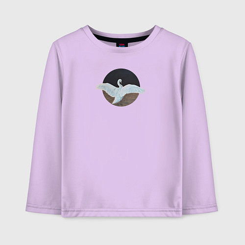 Детский лонгслив Лебедь расправил крылья / Лаванда – фото 1