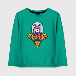 Лонгслив хлопковый детский Забавный инопланетянин, цвет: зеленый