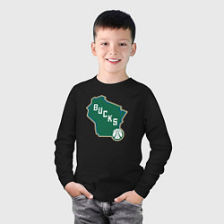 Лонгслив хлопковый детский Bucks team, цвет: черный — фото 2