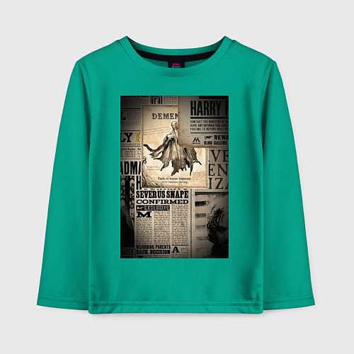 Детский лонгслив Важные новости / Зеленый – фото 1