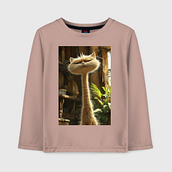 Лонгслив хлопковый детский Кот с длинной шеей, цвет: пыльно-розовый