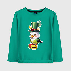 Лонгслив хлопковый детский Попугайчик на макарунах, цвет: зеленый