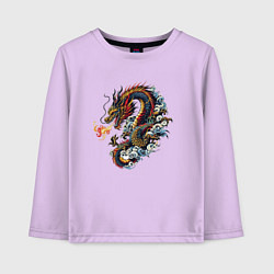 Лонгслив хлопковый детский Japanese dragon - engraving, цвет: лаванда
