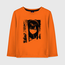 Лонгслив хлопковый детский Девушка с блеклым взглядом, цвет: оранжевый