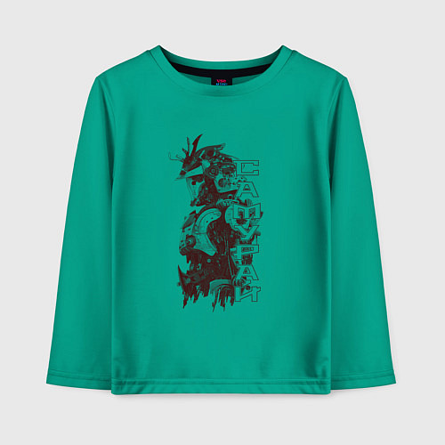 Детский лонгслив Кибернетический самурай / Зеленый – фото 1