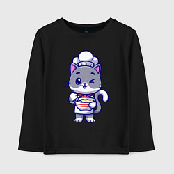 Лонгслив хлопковый детский Котик на кухне, цвет: черный