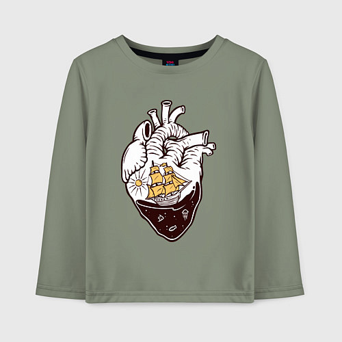 Детский лонгслив Сердце корабля / Авокадо – фото 1