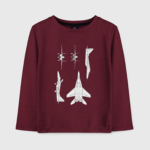 Детский лонгслив Микоян гуревич 29 / Меланж-бордовый – фото 1