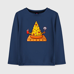 Лонгслив хлопковый детский Pizza yoga, цвет: тёмно-синий
