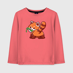 Лонгслив хлопковый детский Игривая красная панда, цвет: коралловый