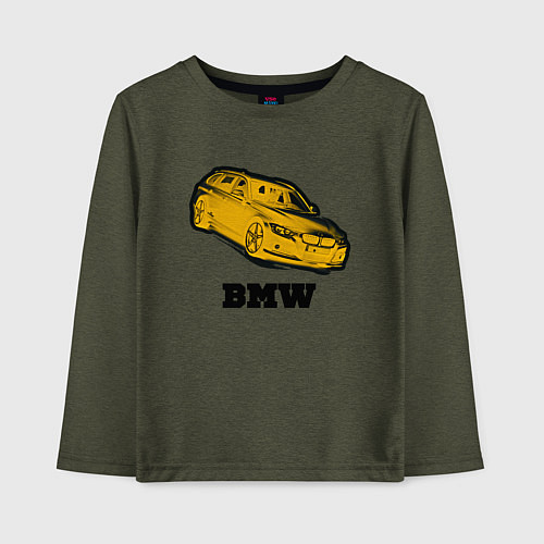 Детский лонгслив Золотой bmw / Меланж-хаки – фото 1