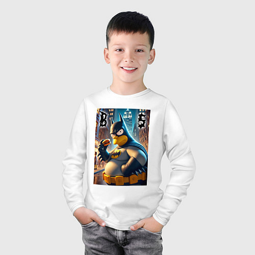 Детский лонгслив Batsimpson - ai art fantasy / Белый – фото 3