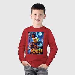 Лонгслив хлопковый детский Batsimpson - ai art collaboration, цвет: красный — фото 2