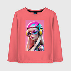 Лонгслив хлопковый детский Sweet Barbie - cyberpunk, цвет: коралловый
