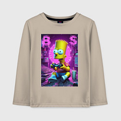 Лонгслив хлопковый детский Bart Simpson - cool gamer, цвет: миндальный