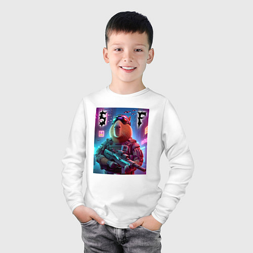 Детский лонгслив Capybara soldier - special forces / Белый – фото 3