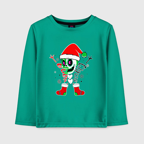 Детский лонгслив Скелетон нг / Зеленый – фото 1
