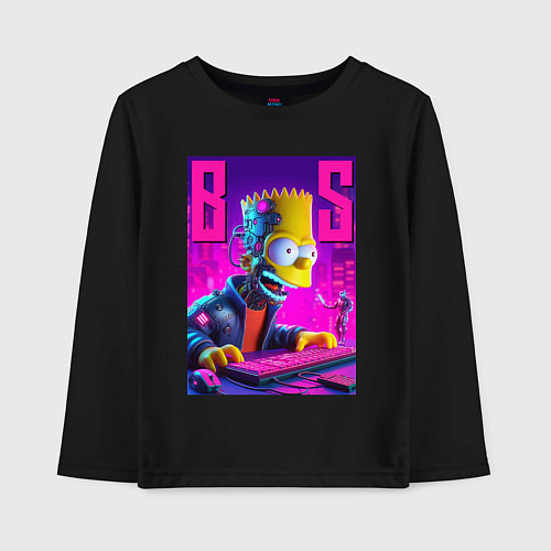 Детский лонгслив Bart Simpson - cyber gamer / Черный – фото 1
