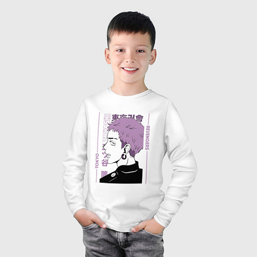 Детский лонгслив Токийские мстители Такаши Мицуя / Белый – фото 3