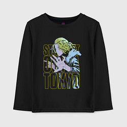 Лонгслив хлопковый детский Токийские мстители Мандзиро Сано неон, цвет: черный