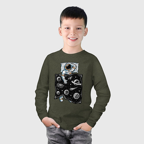 Детский лонгслив Космический сон / Меланж-хаки – фото 3