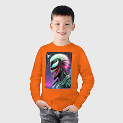 Лонгслив хлопковый детский Ребрендинг ядовитой слизи в киберпанк, цвет: оранжевый — фото 2