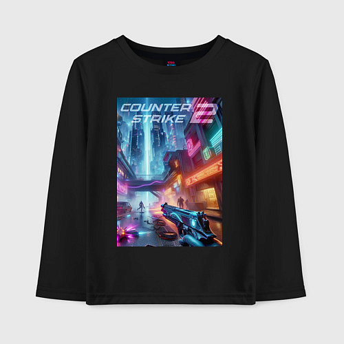 Детский лонгслив Counter Strike 2 - metropolis / Черный – фото 1