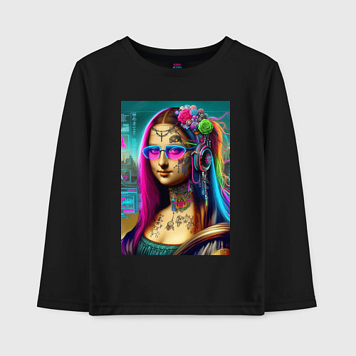 Детский лонгслив The Gioconda of our days is eclectic / Черный – фото 1