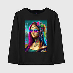 Лонгслив хлопковый детский The Gioconda of our days is eclectic, цвет: черный