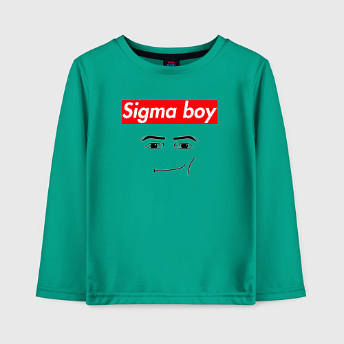 Детский лонгслив Sigma boy roblox face - gaming meme collab / Зеленый – фото 1