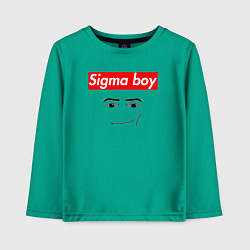 Лонгслив хлопковый детский Sigma boy roblox face - gaming meme collab, цвет: зеленый