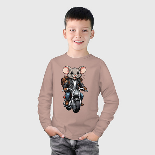Детский лонгслив Biker mice / Пыльно-розовый – фото 3