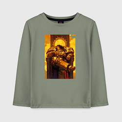 Лонгслив хлопковый детский Император человечества восседает на золотом троне, цвет: авокадо