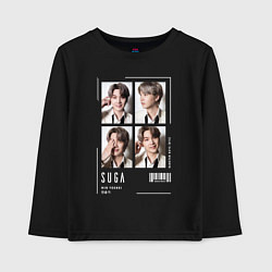 Лонгслив хлопковый детский Yoongi bts 4cut, цвет: черный