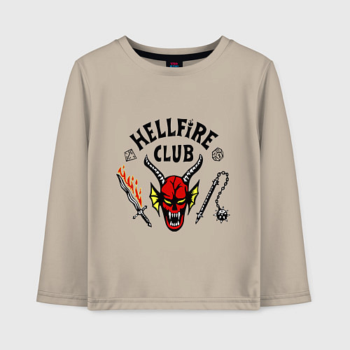 Детский лонгслив Stranger things - hellfire club / Миндальный – фото 1