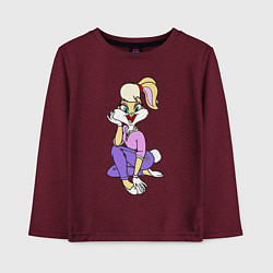 Лонгслив хлопковый детский Lola Bunny, цвет: меланж-бордовый