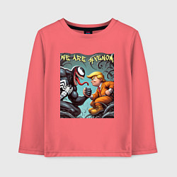 Лонгслив хлопковый детский Donald Trump and Venom - ai art fantasy, цвет: коралловый