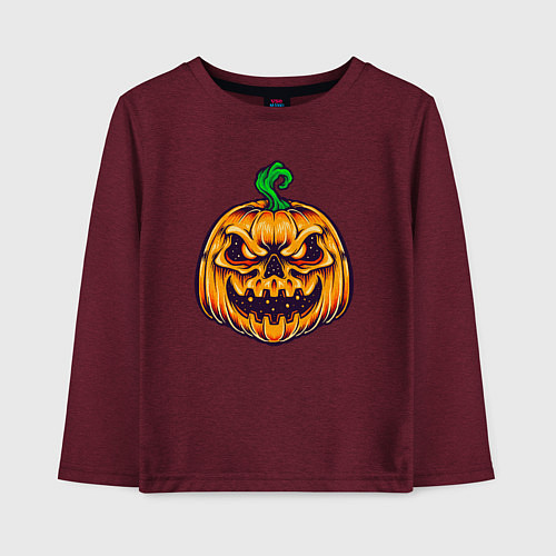 Детский лонгслив Halloween pumpkin / Меланж-бордовый – фото 1