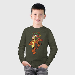 Лонгслив хлопковый детский Winnie the pooh - tigger, цвет: меланж-хаки — фото 2