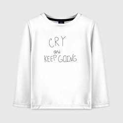 Лонгслив хлопковый детский Cry and keep going, цвет: белый