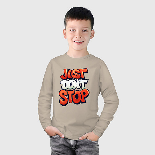 Детский лонгслив Just dont stop / Миндальный – фото 3